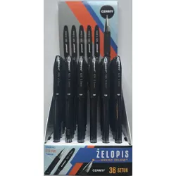 Długopis żelowy czarny, ze skuwką