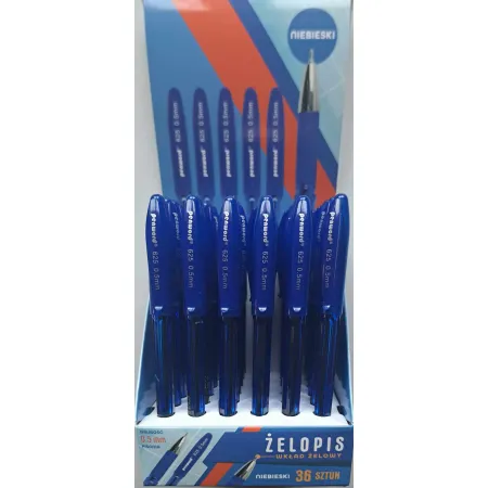 Długopis żelowy niebieski, ze skuwką