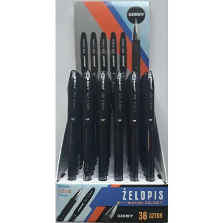 Długopis żelowy czarny, ze skuwką