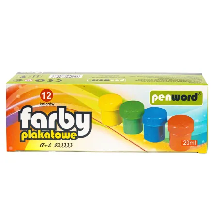 Farby plakatowe 12 kolorów, 20ml